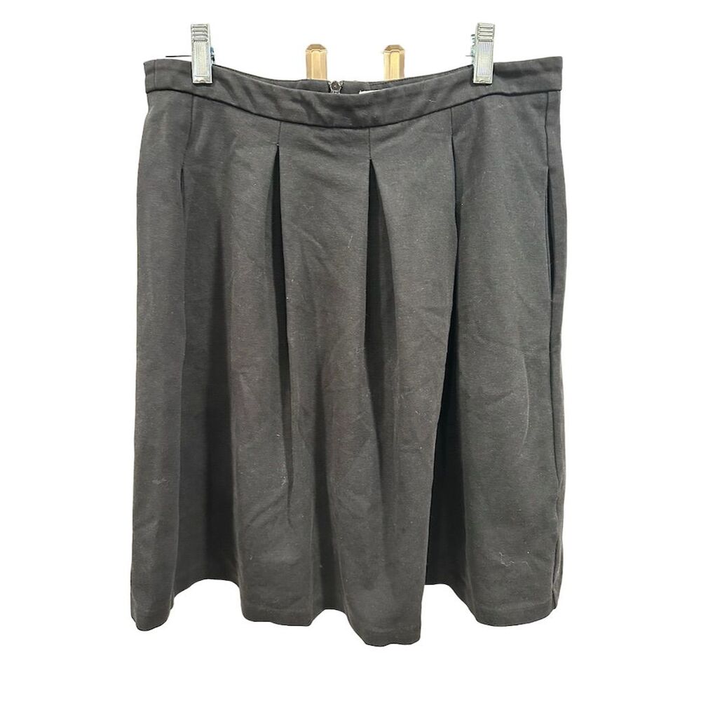Boden Women's Black Pleated‎ Knee Length Skirt Size 8L 8 Long Pockets